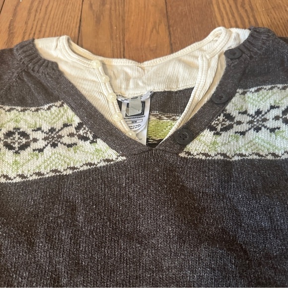 The North Face Never Stop Exploring Grey Fair Isle Sweater Wool Blend Women's M - Picture 3 of 14